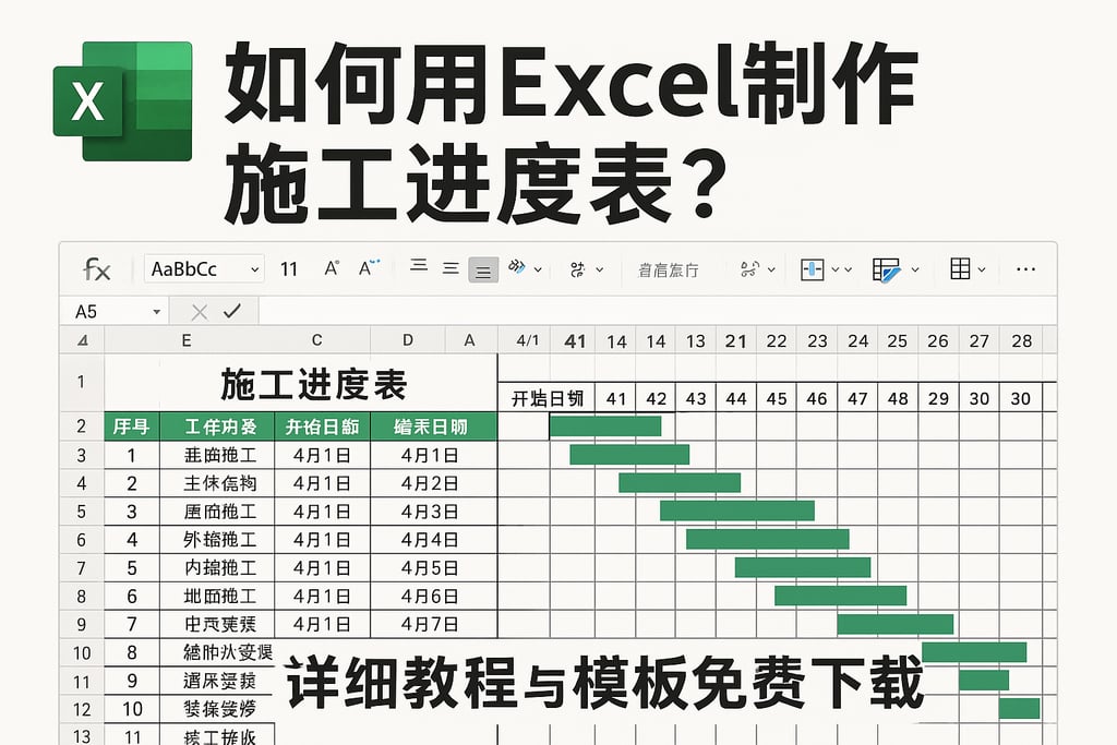 如何用excel制作施工进度表？详细教程与模板免费下载