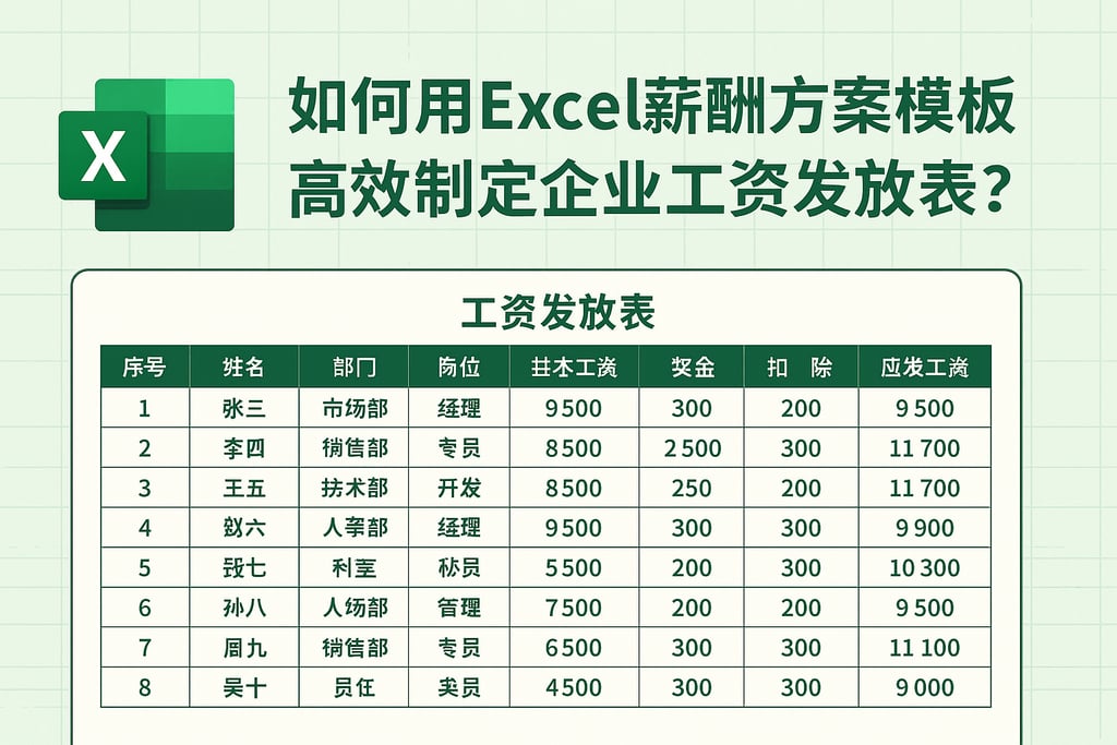 如何用excel薪酬方案模板高效制定企业工资发放表？
