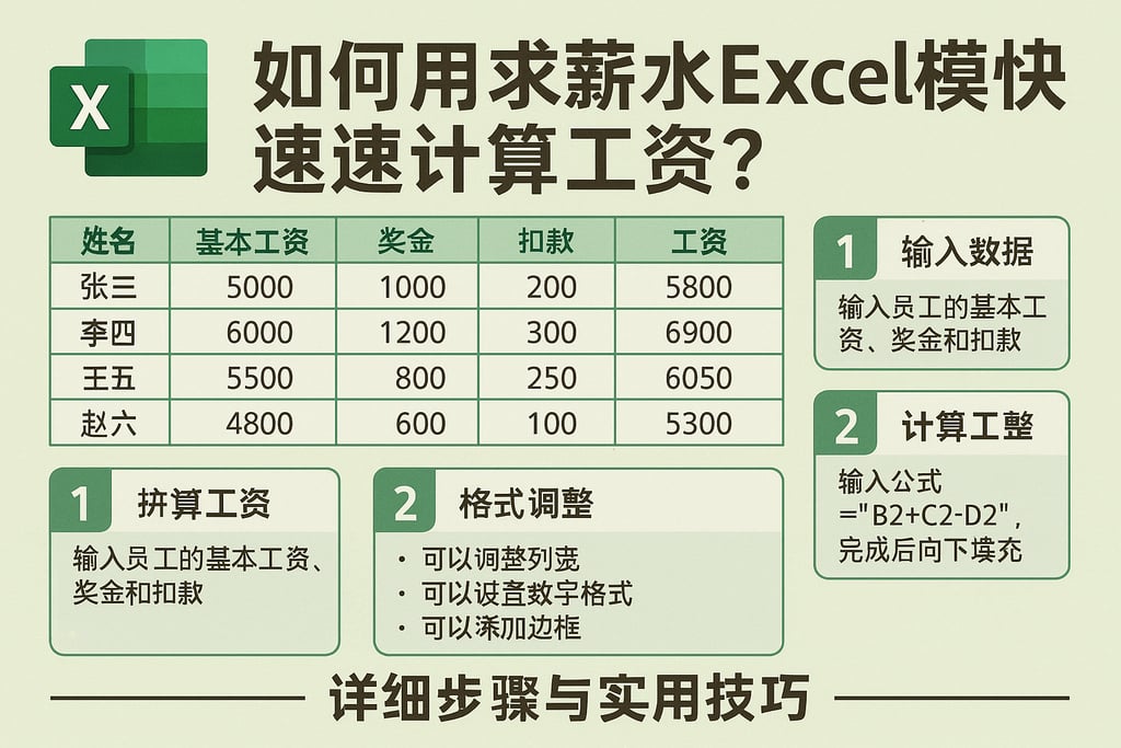 如何用求薪水excel模板快速计算工资？详细步骤与实用技巧