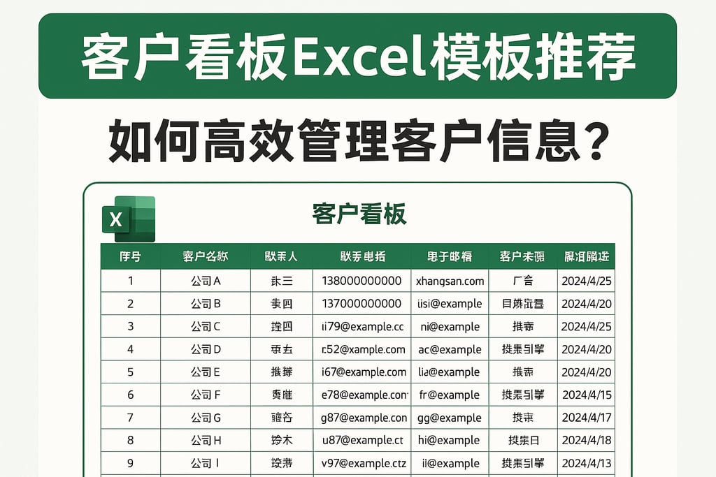 客户看板excel模板推荐，如何高效管理客户信息？