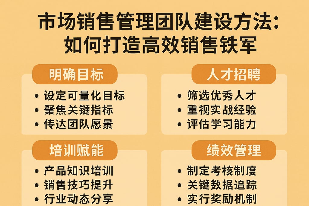 市场销售管理团队建设方法：如何打造高效销售铁军