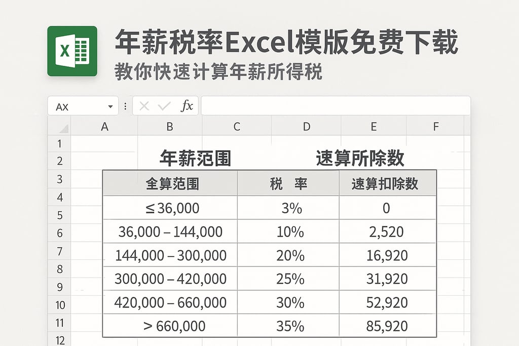 年薪税率excel模板免费下载，教你快速计算年薪所得税