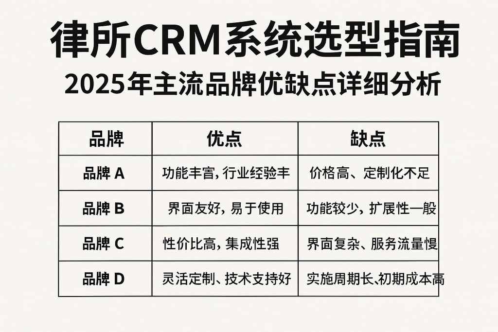 律所CRM系统选型指南：2025年主流品牌优缺点详细分析