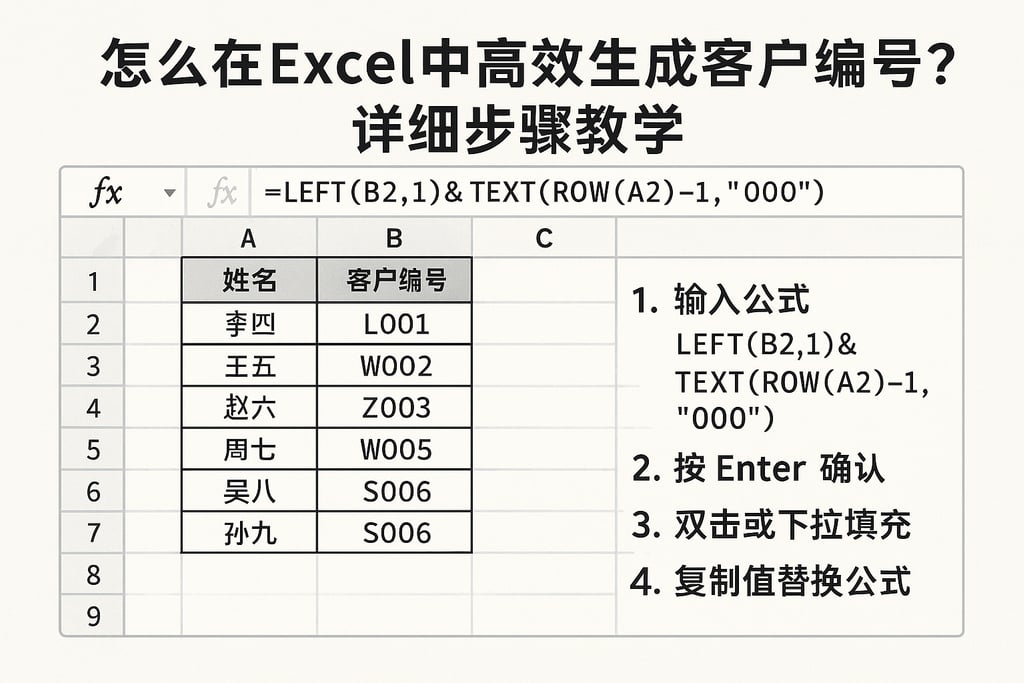 怎么在Excel中高效生成客户编号？详细步骤教学