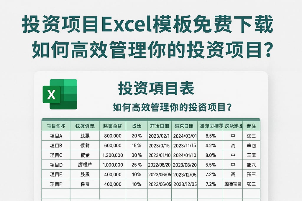 投资项目Excel模板免费下载，如何高效管理你的投资项目？