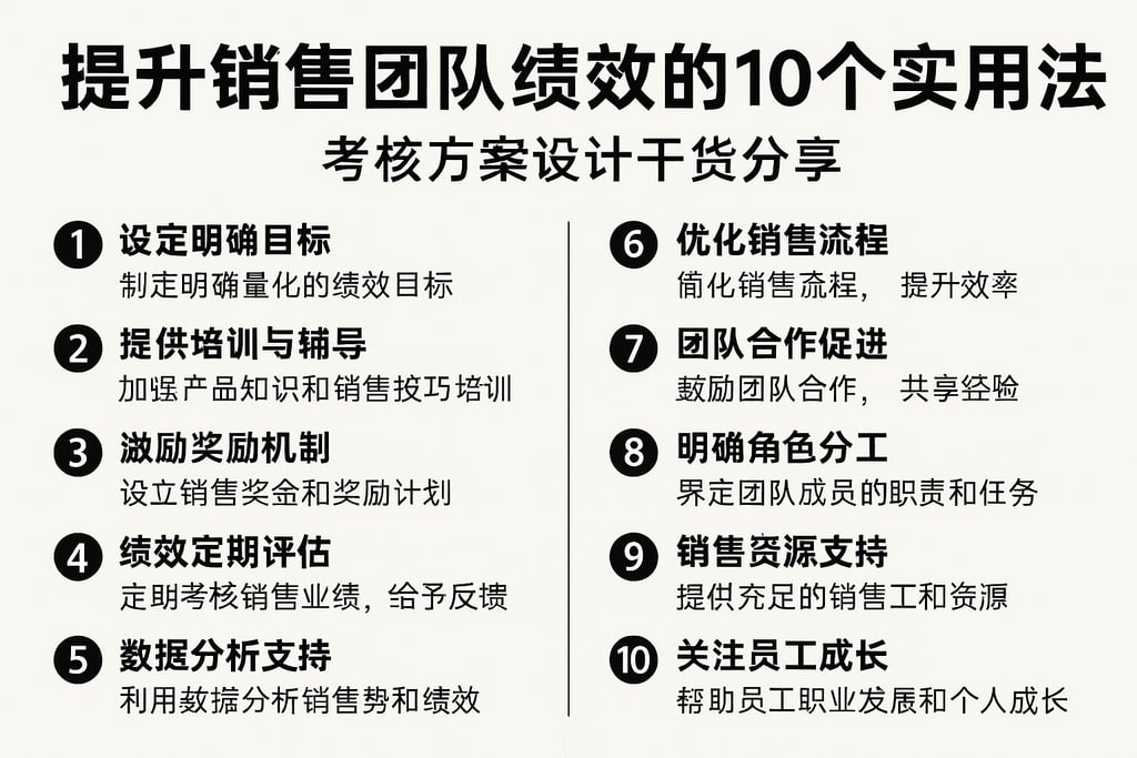 提升销售团队绩效的10个实用方法，考核方案设计干货分享