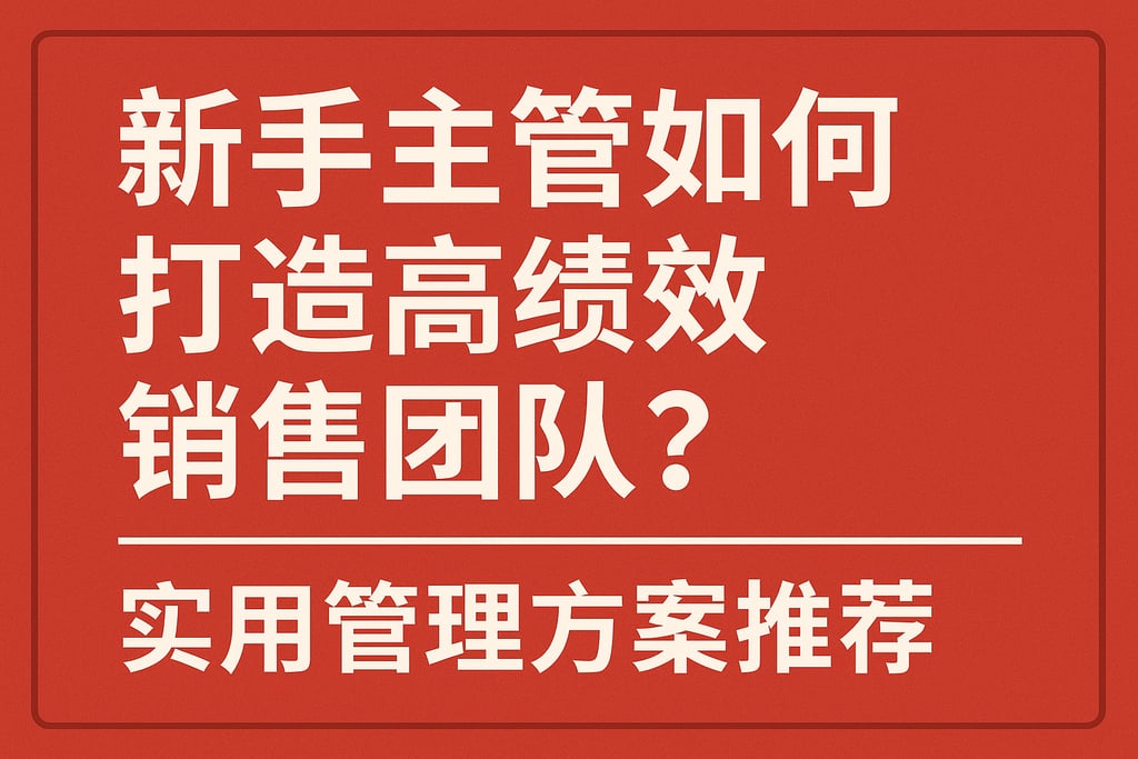 新手主管如何打造高绩效销售团队？实用管理方案推荐