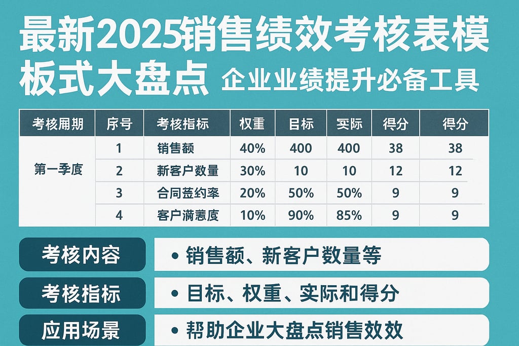 最新2025销售绩效考核表模板大盘点，企业业绩提升必备工具