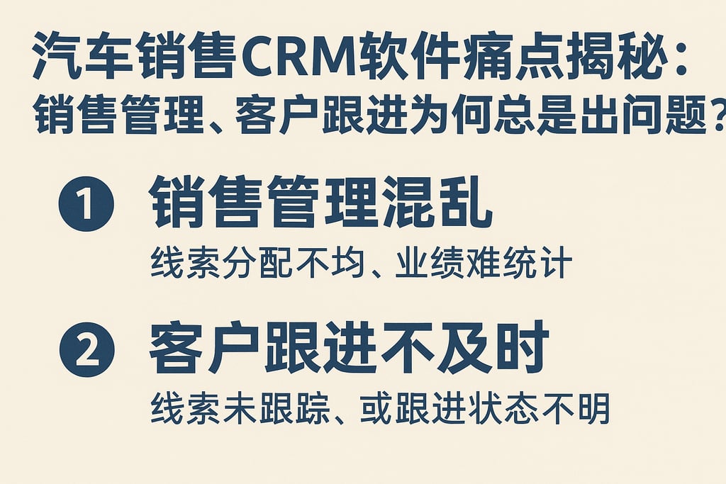 汽车销售CRM软件痛点揭秘：销售管理、客户跟进为何总是出问题？