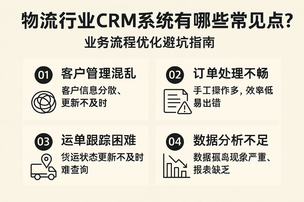 物流行业CRM系统有哪些常见痛点？业务流程优化避坑指南
