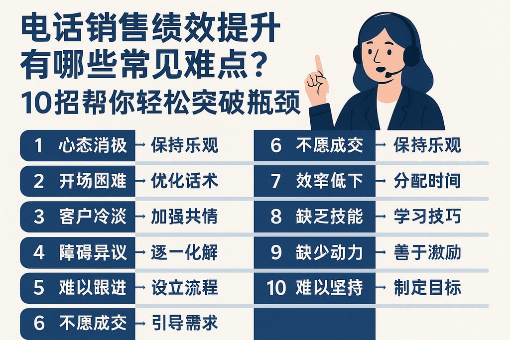 电话销售绩效提升有哪些常见难点？10招帮你轻松突破瓶颈