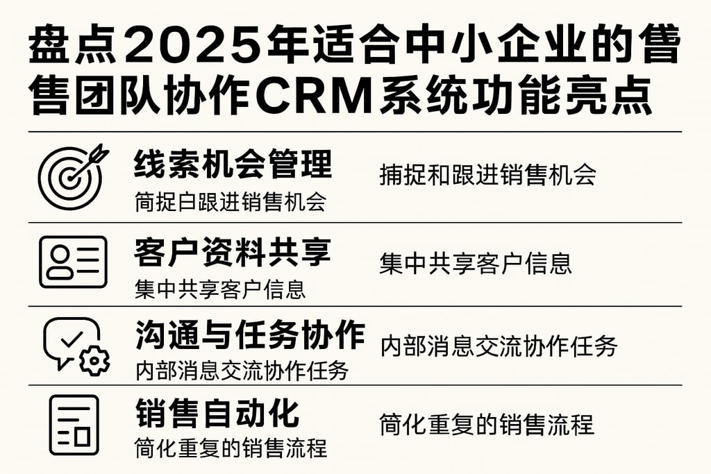 盘点2025年适合中小企业的销售团队协作CRM系统功能亮点