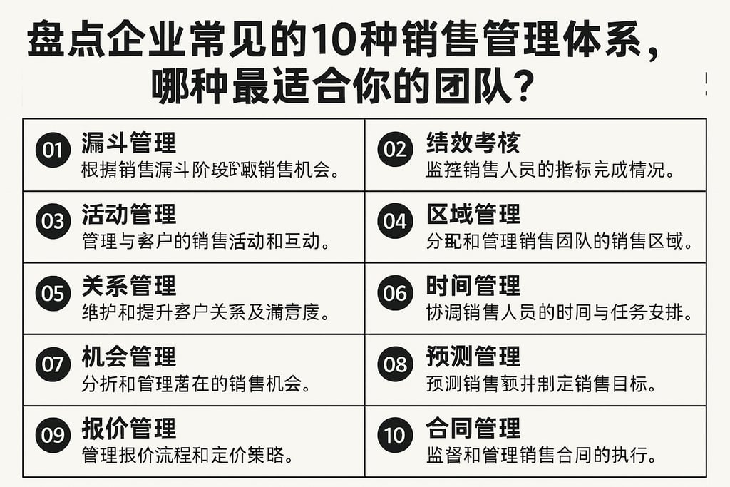 盘点企业常见的10种销售管理体系，哪种最适合你的团队？