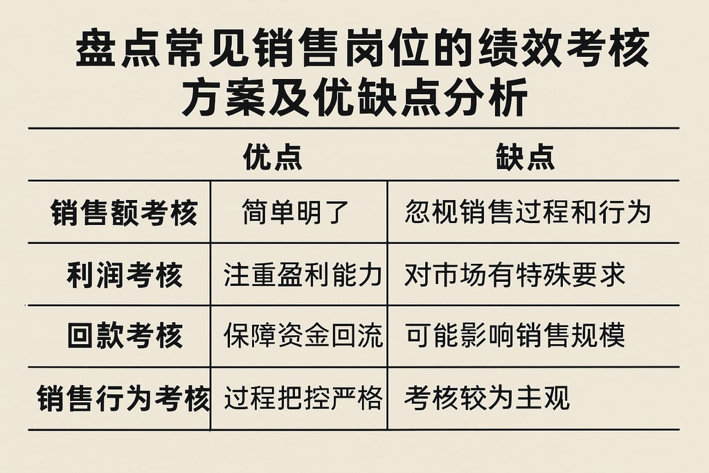 盘点常见销售岗位的绩效考核方案及优缺点分析