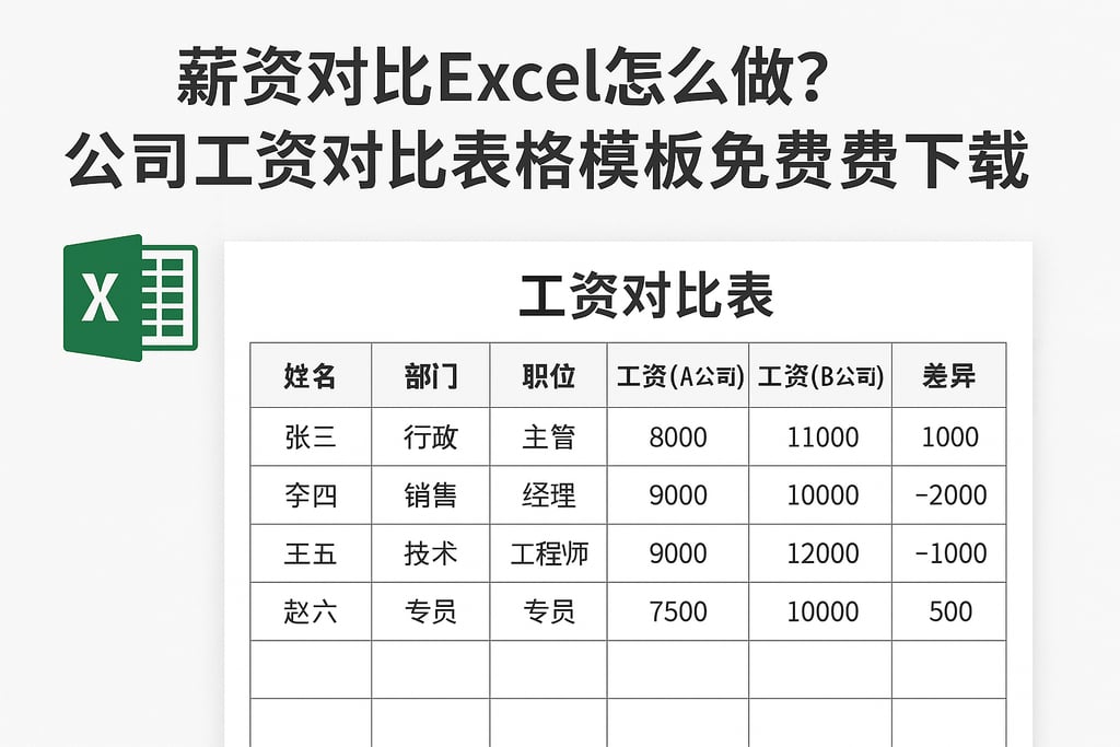 薪资对比excel怎么做？公司工资对比表格模板免费下载