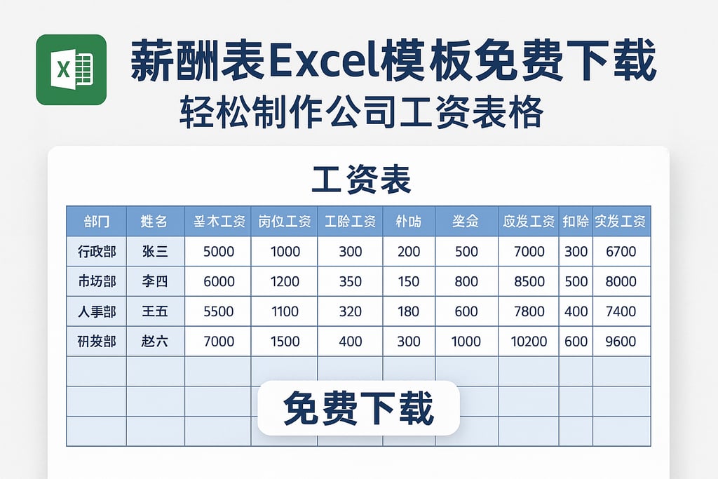 薪酬表excel模板免费下载，轻松制作公司工资表格
