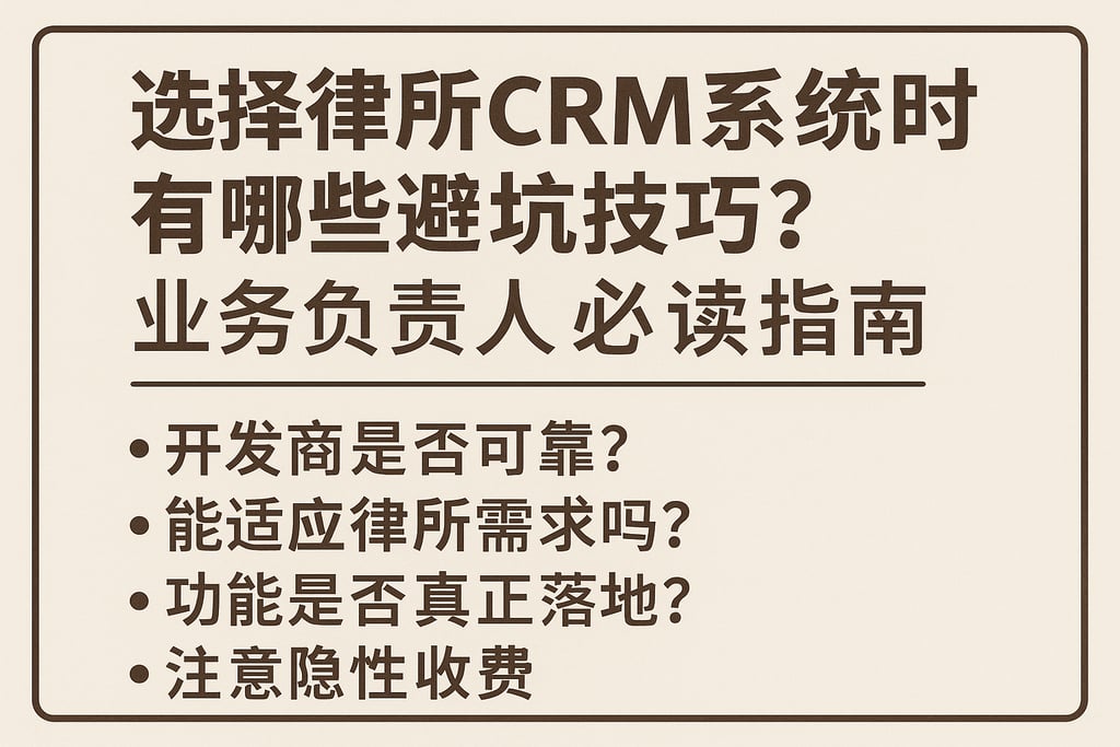 选择律所CRM系统时有哪些避坑技巧？业务负责人必读指南