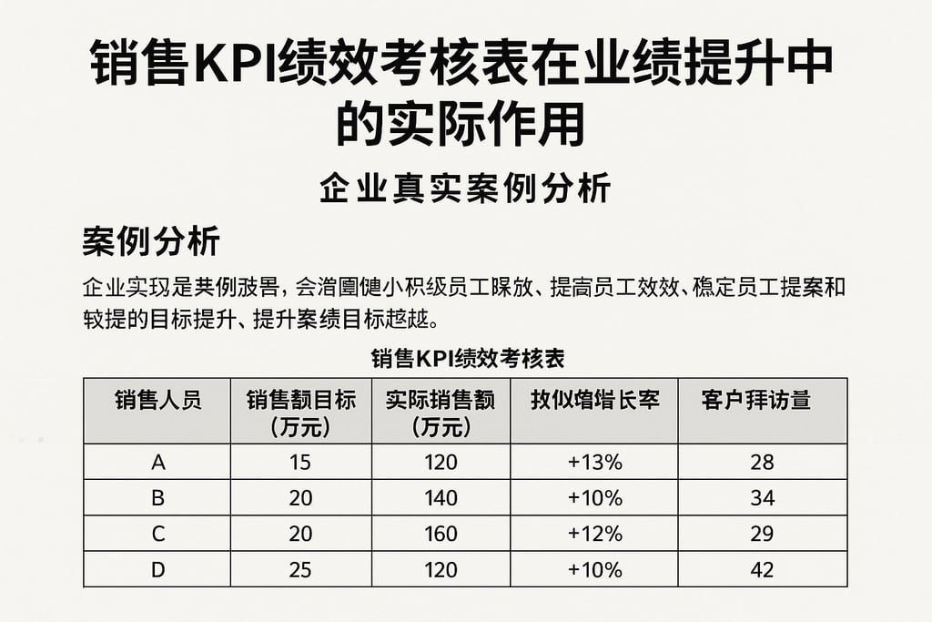 销售KPI绩效考核表在业绩提升中的实际作用，企业真实案例分析