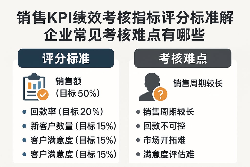 销售kpi绩效考核指标评分标准解析，企业常见考核难点有哪些