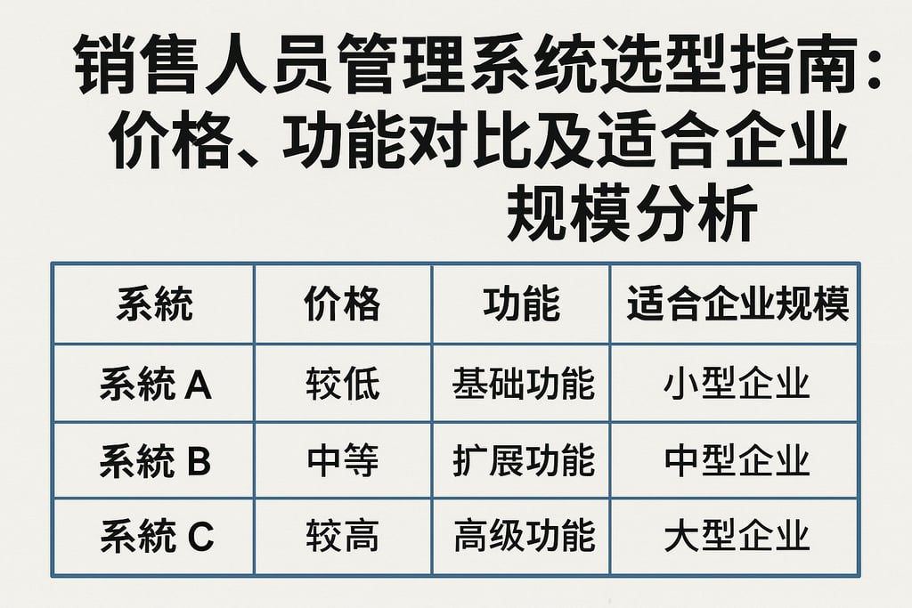 销售人员管理系统选型指南：价格、功能对比及适合企业规模分析