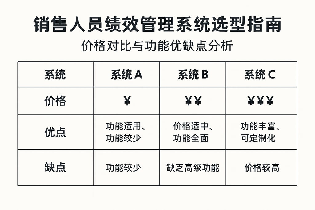 销售人员绩效管理系统选型指南：价格对比与功能优缺点分析