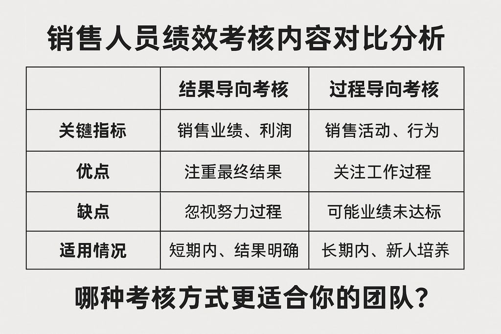 销售人员绩效考核内容对比分析，哪种考核方式更适合你的团队？