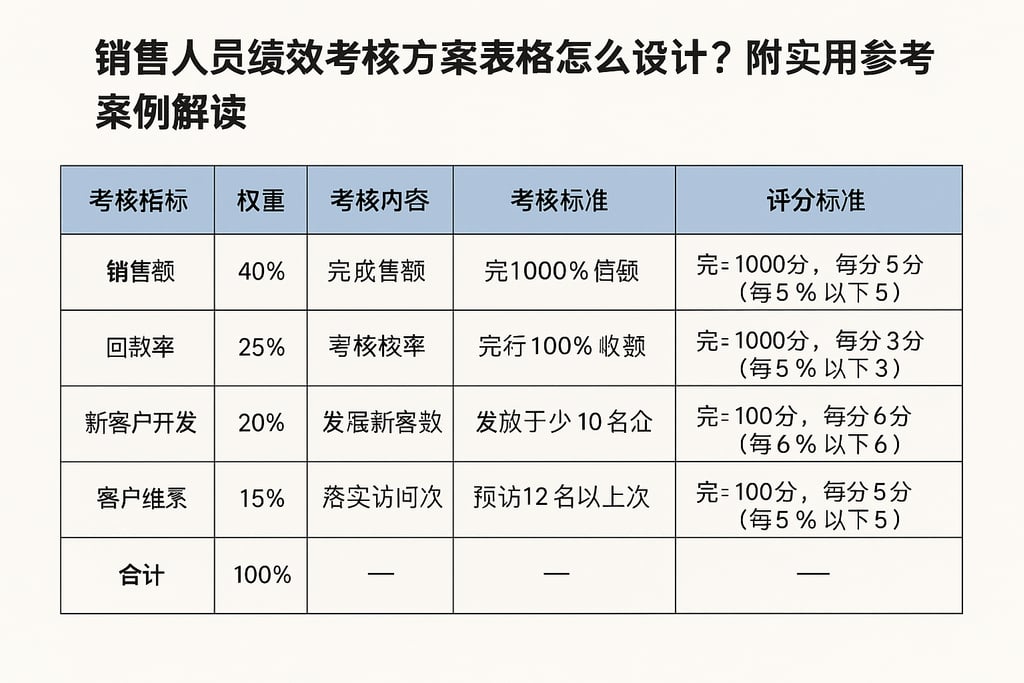销售人员绩效考核方案表格怎么设计？附实用参考案例解读