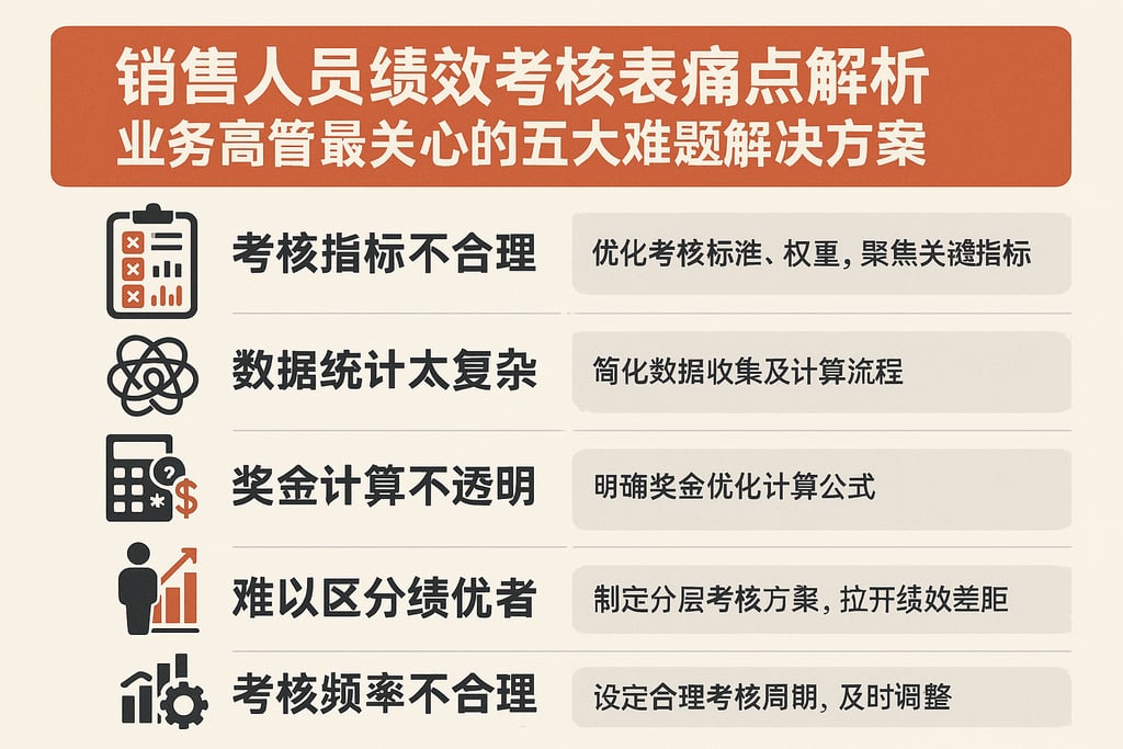 销售人员绩效考核表痛点解析，业务高管最关心的五大难题解决方案