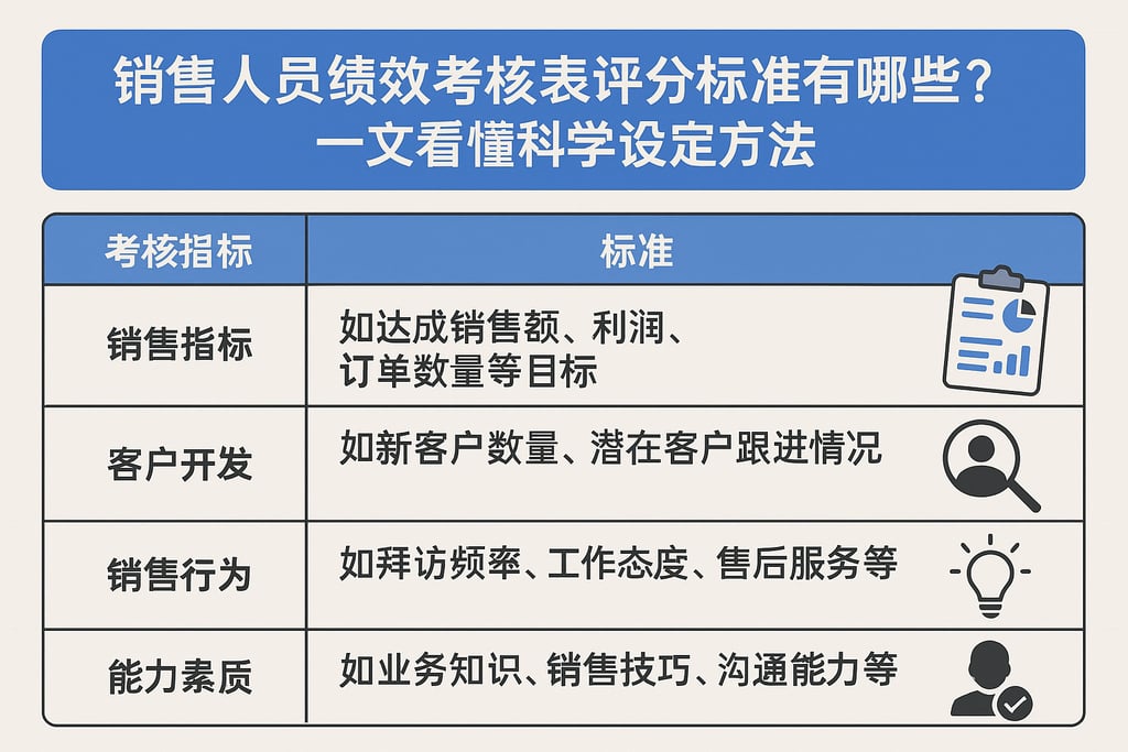 销售人员绩效考核表评分标准有哪些？一文看懂科学设定方法
