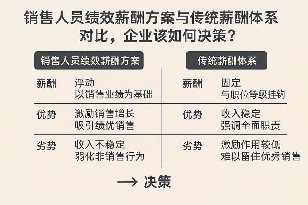 销售人员绩效薪酬方案与传统薪酬体系对比，企业该如何决策？