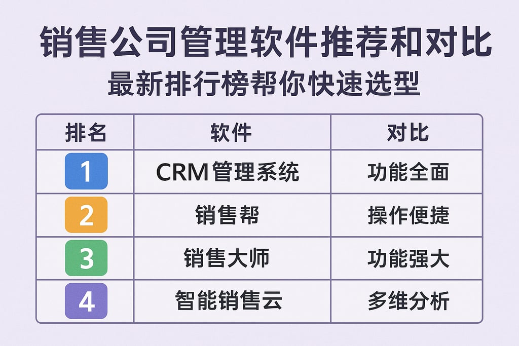 销售公司管理软件推荐和对比，最新排行榜帮你快速选型