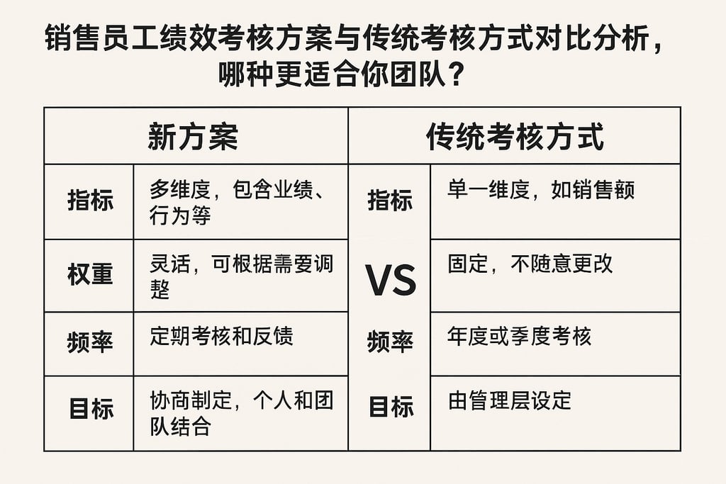 销售员工绩效考核方案与传统考核方式对比分析，哪种更适合你团队？