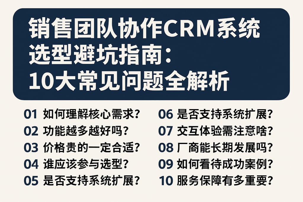 销售团队协作CRM系统选型避坑指南：10大常见问题全解析