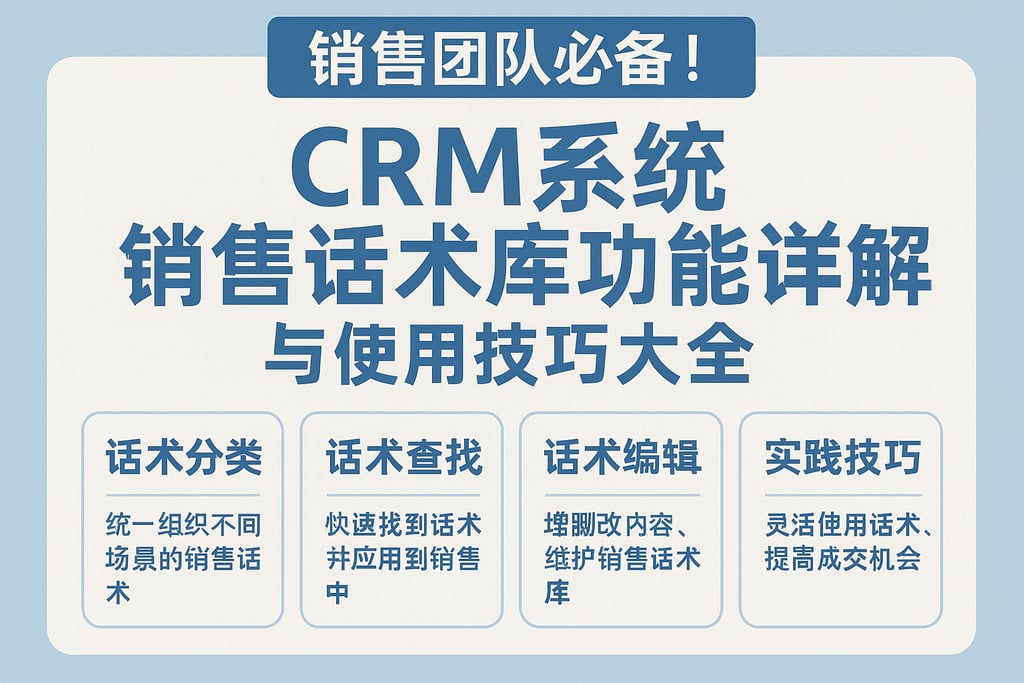 销售团队必备！CRM系统销售话术库功能详解与使用技巧大全