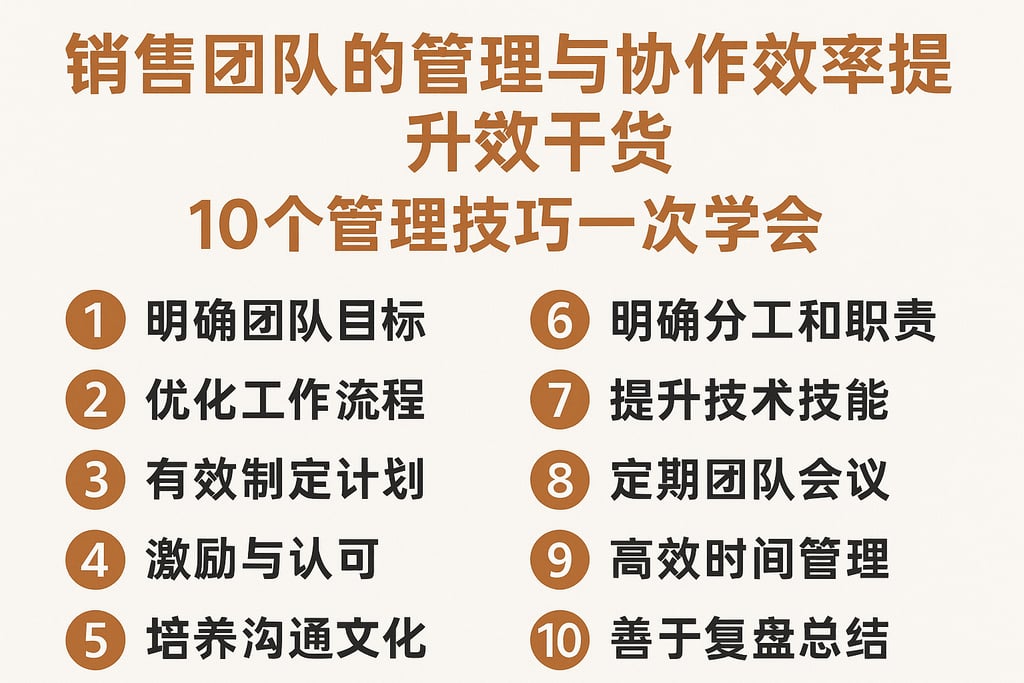 销售团队的管理与协作效率提升干货，10个管理技巧一次学会