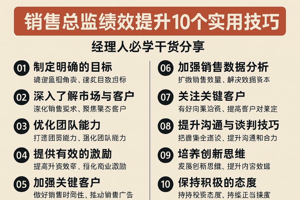 销售总监绩效提升的10个实用技巧，经理人必学干货分享
