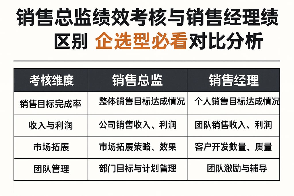 销售总监绩效考核与销售经理绩效区别，企业选型必看对比分析