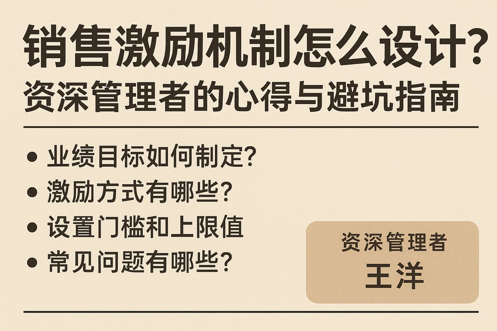 销售激励机制怎么设计？资深管理者的心得与避坑指南