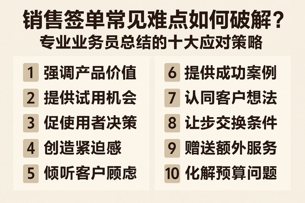 销售签单常见难点如何破解？专业业务员总结的十大应对策略