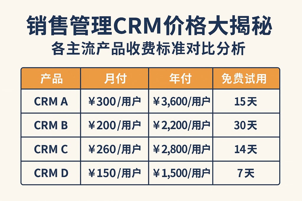 销售管理CRM价格大揭秘，各主流产品收费标准对比分析