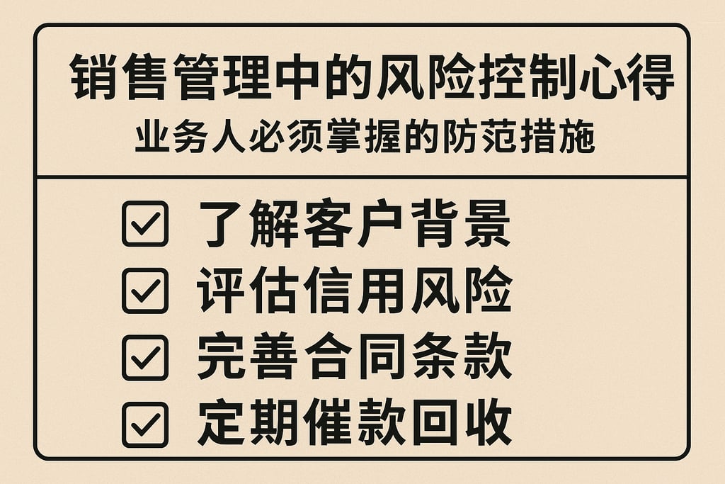 销售管理中的风险控制心得：业务人必须掌握的防范措施
