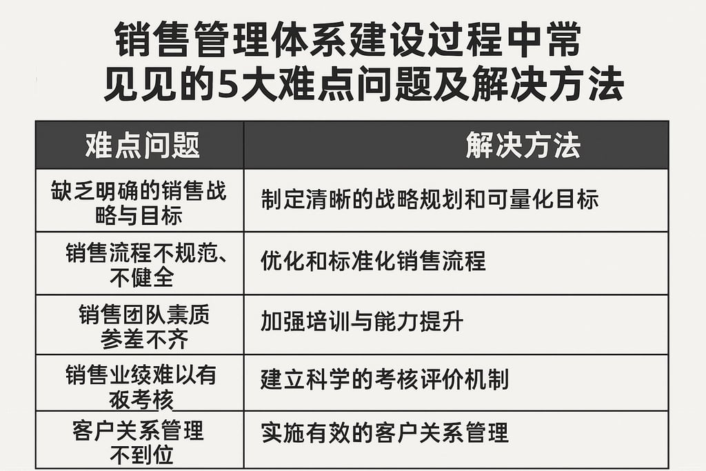 销售管理体系建设过程中常见的5大难点问题及解决方法