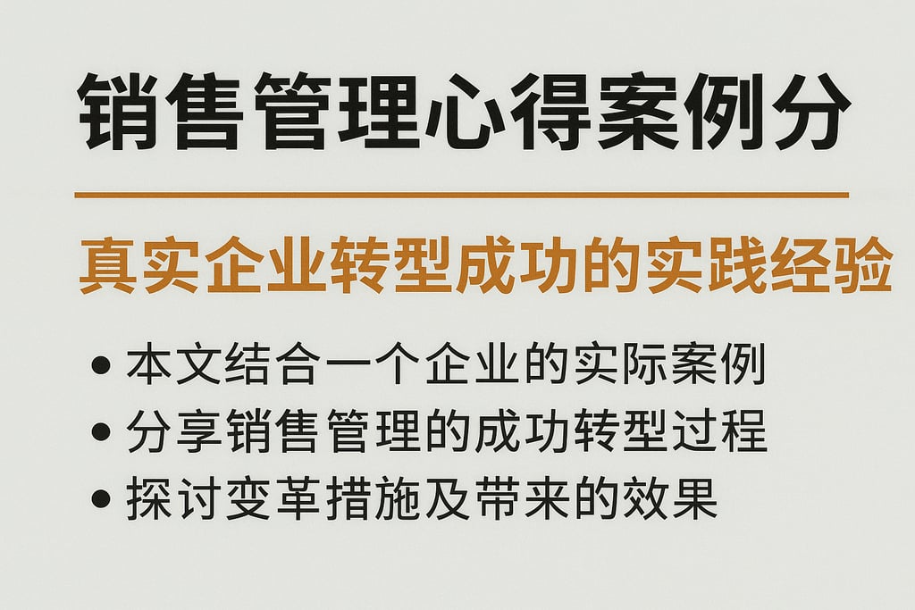 销售管理心得案例分享：真实企业转型成功的实践经验