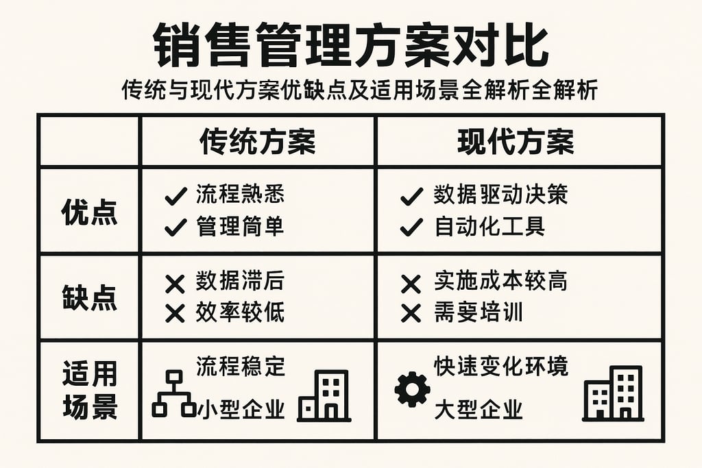 销售管理方案对比：传统与现代方案优缺点及适用场景全解析