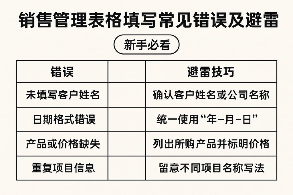 销售管理表格填写常见错误及避雷技巧，新手必看
