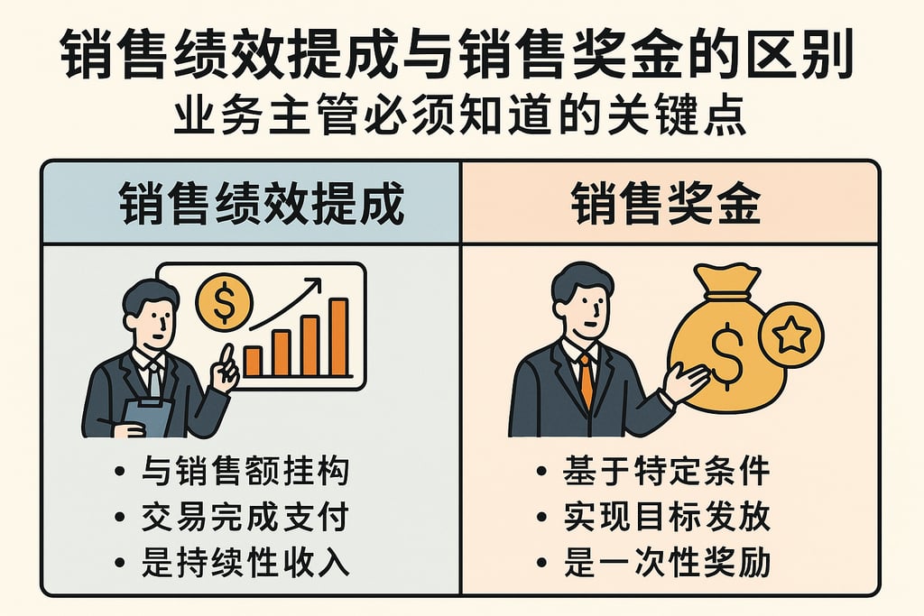 销售绩效提成与销售奖金的区别是什么，业务主管必须知道的关键点