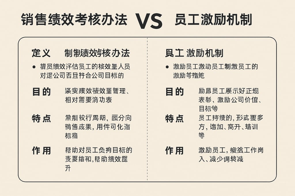 销售绩效考核办法与员工激励机制有哪些区别？深度解析对比