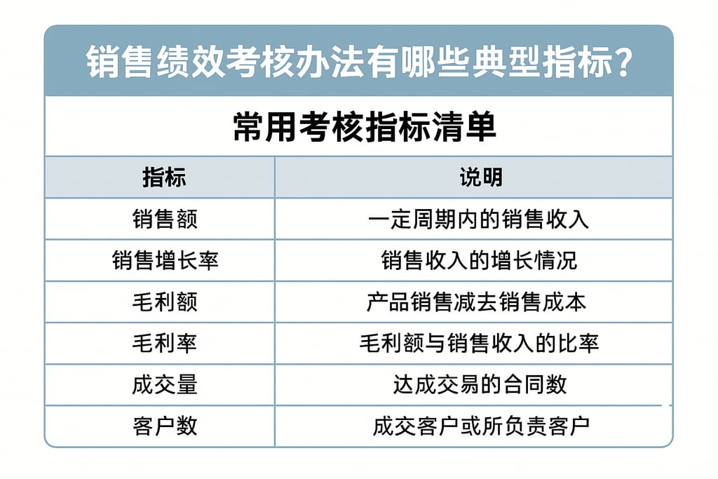 销售绩效考核办法有哪些典型指标？附常用考核指标清单