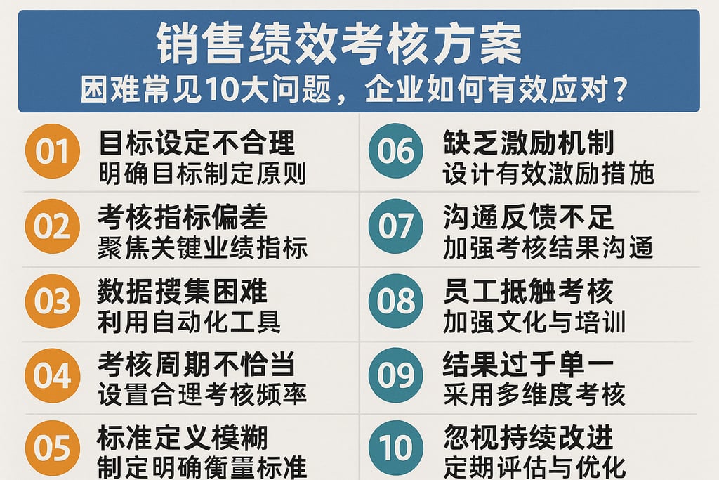 销售绩效考核方案困难常见10大问题，企业如何有效应对？