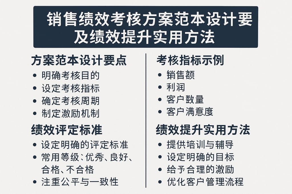 销售绩效考核方案范本设计要点及绩效提升实用方法